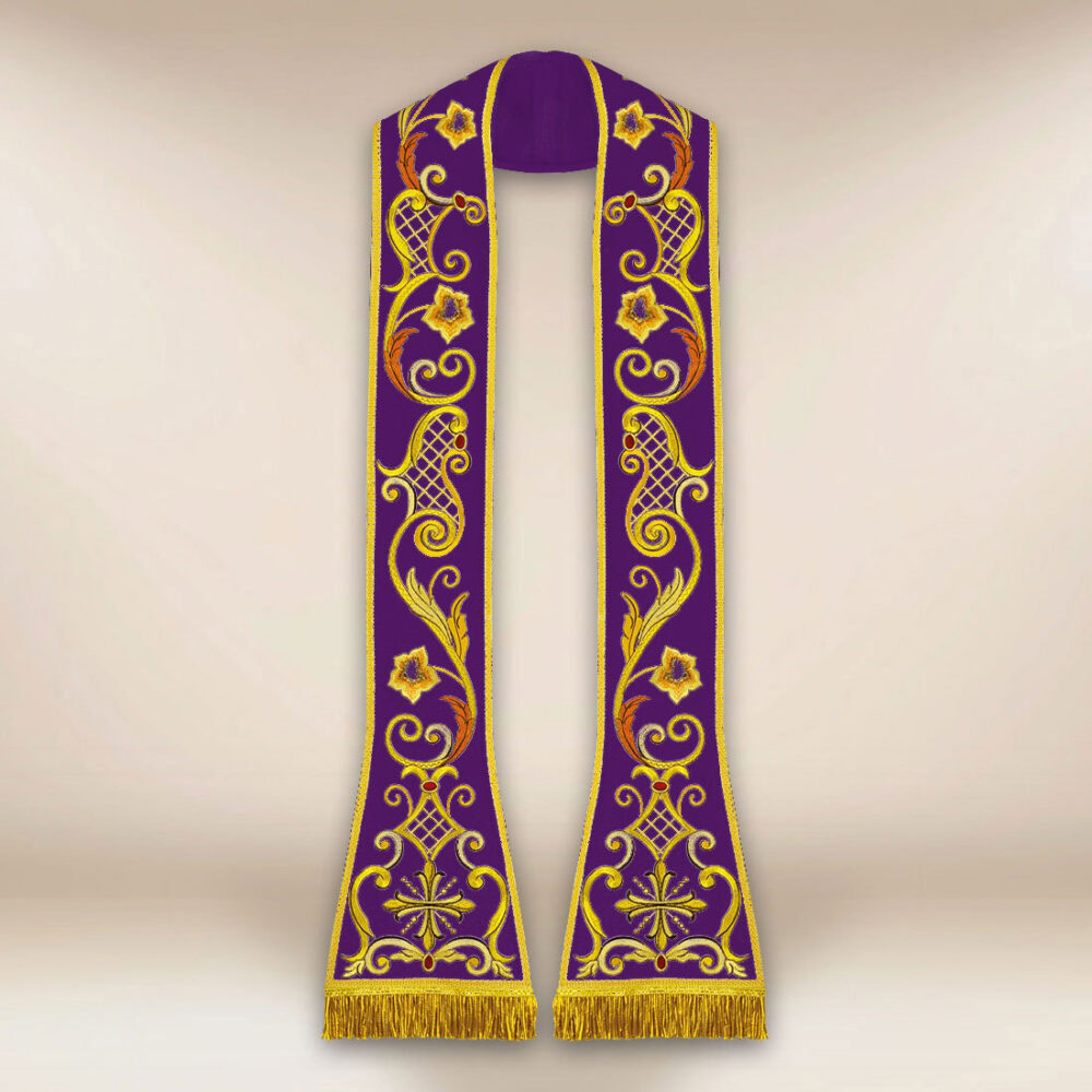 Estola bordada romana morada