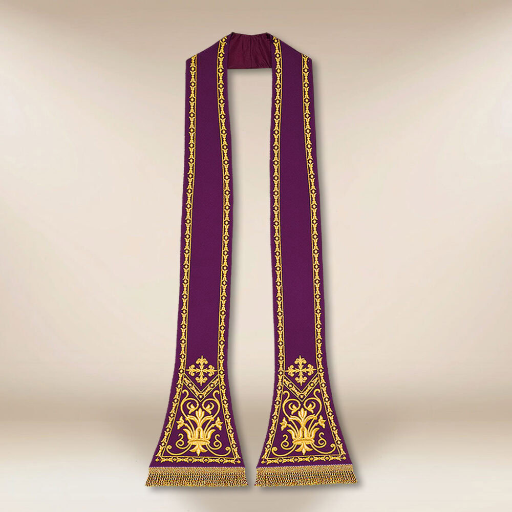 Estola litúrgica bordada romana morada