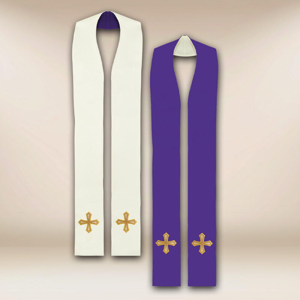 Estola sacerdotal reversible violeta-ecru
