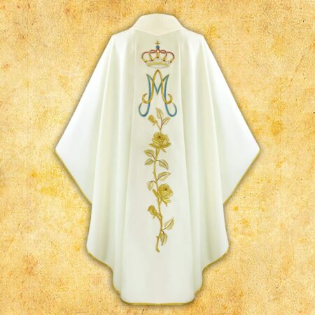 Casulla bordada Madre de Dios de Fátima