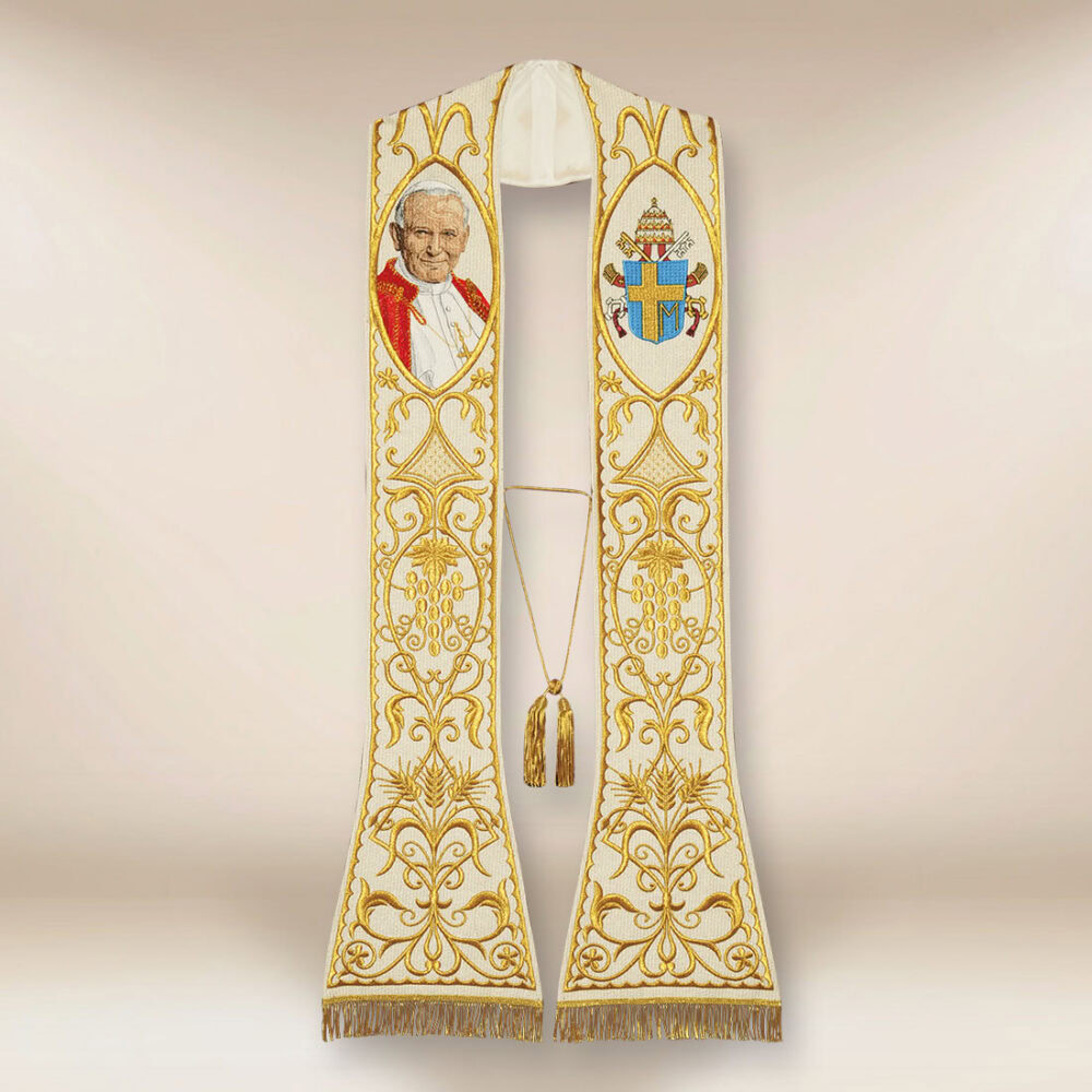 Estola bordada de San Juan Pablo II