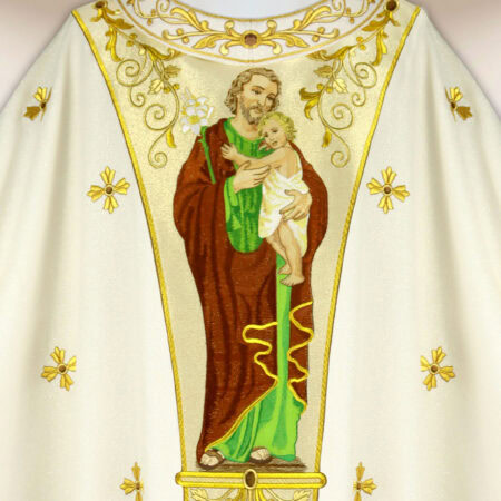 Casulla bordada con la imagen de san José