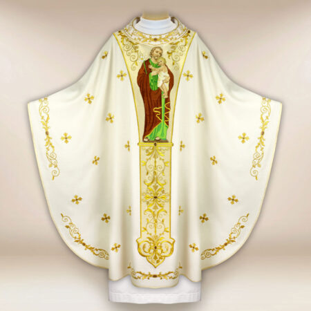 Casulla bordada con la imagen de san José