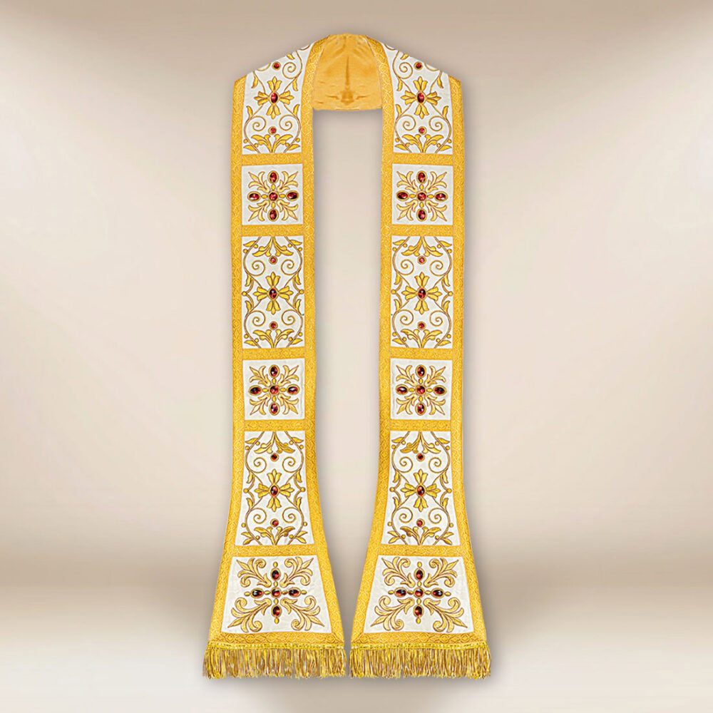 Estola romana bordada en ecru