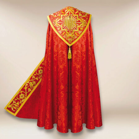 Capa pluvial roja IHS bordada