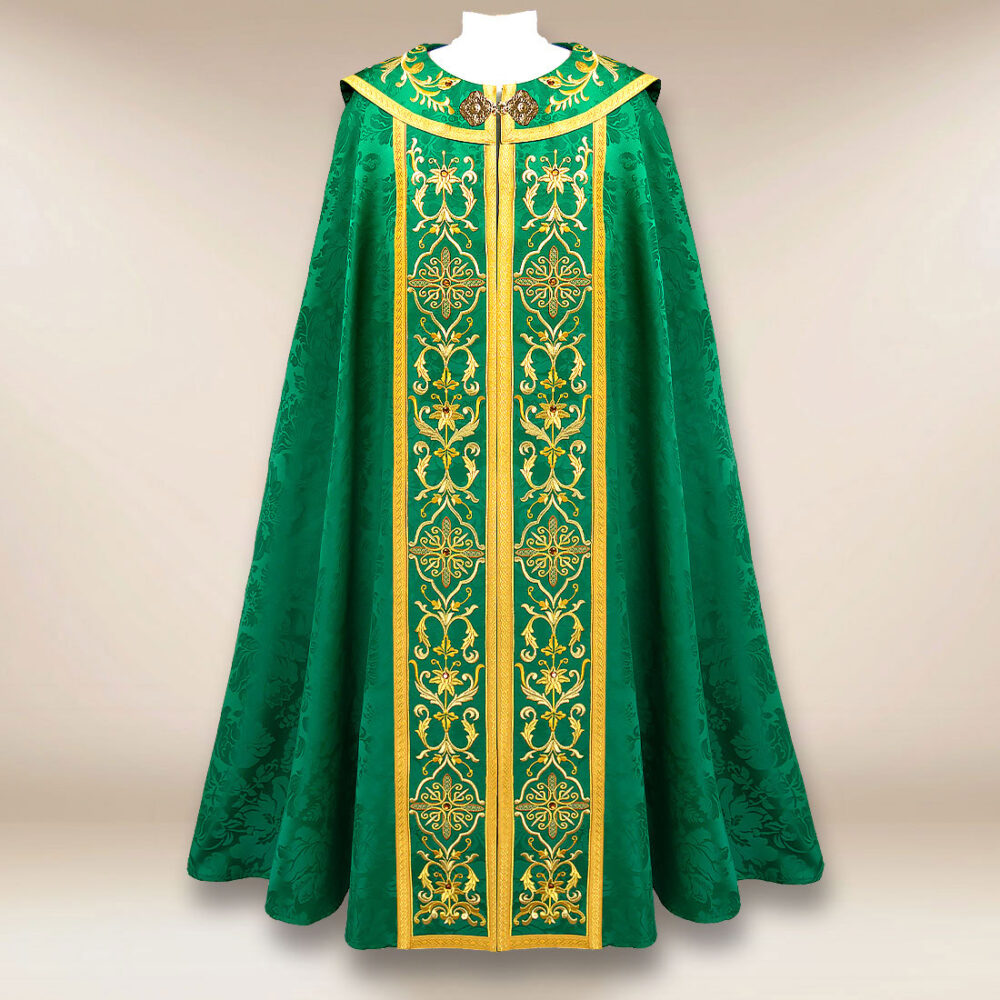 Capa litúrgica bordada en verde
