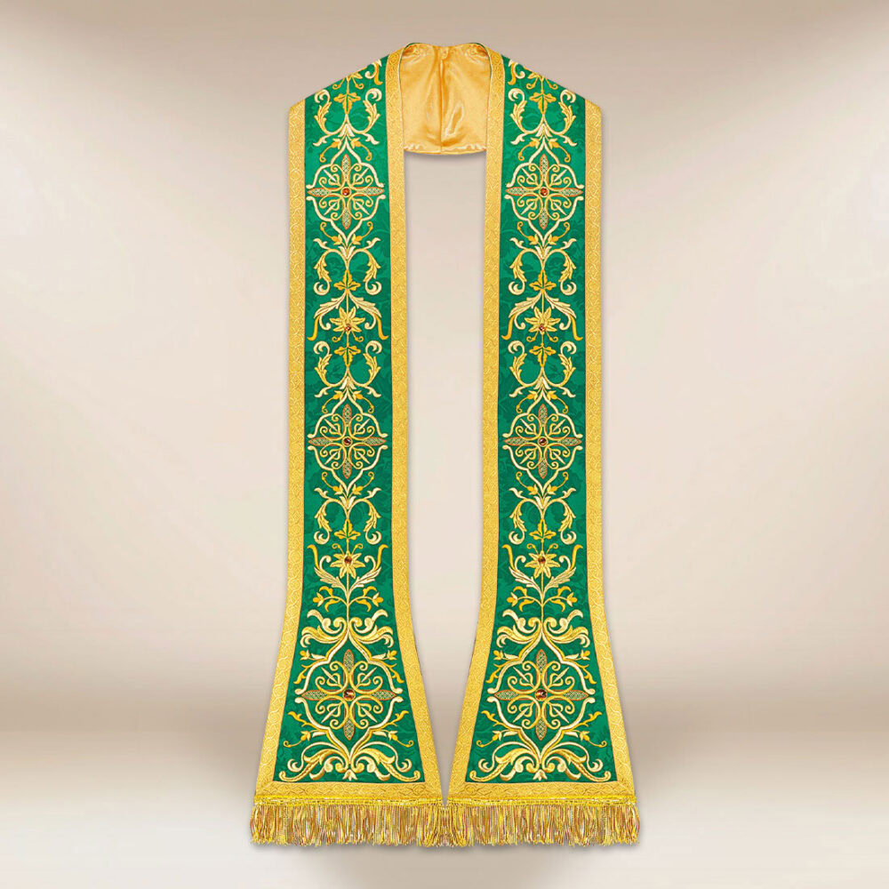 Estola bordada romana verde