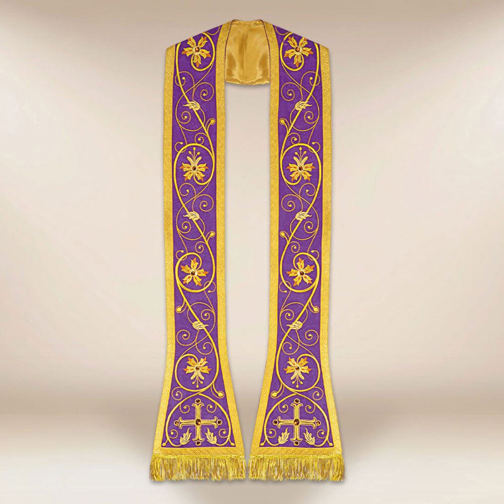 Estola litúrgica bordada romana morada