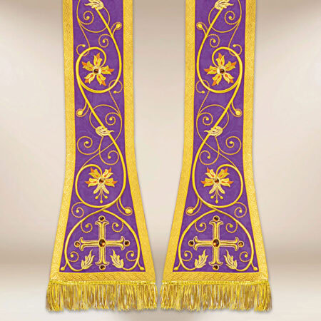 Estola litúrgica bordada romana morada
