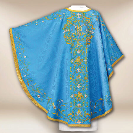 Casulla mariana bordada en azul