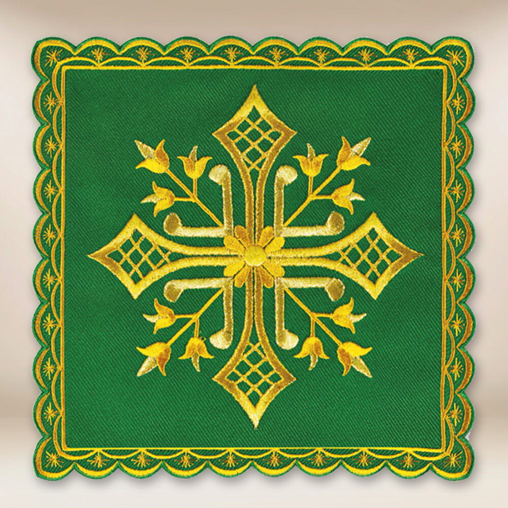 Pala de cáliz bordada verde