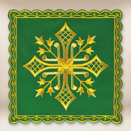 Pala de cáliz bordada verde