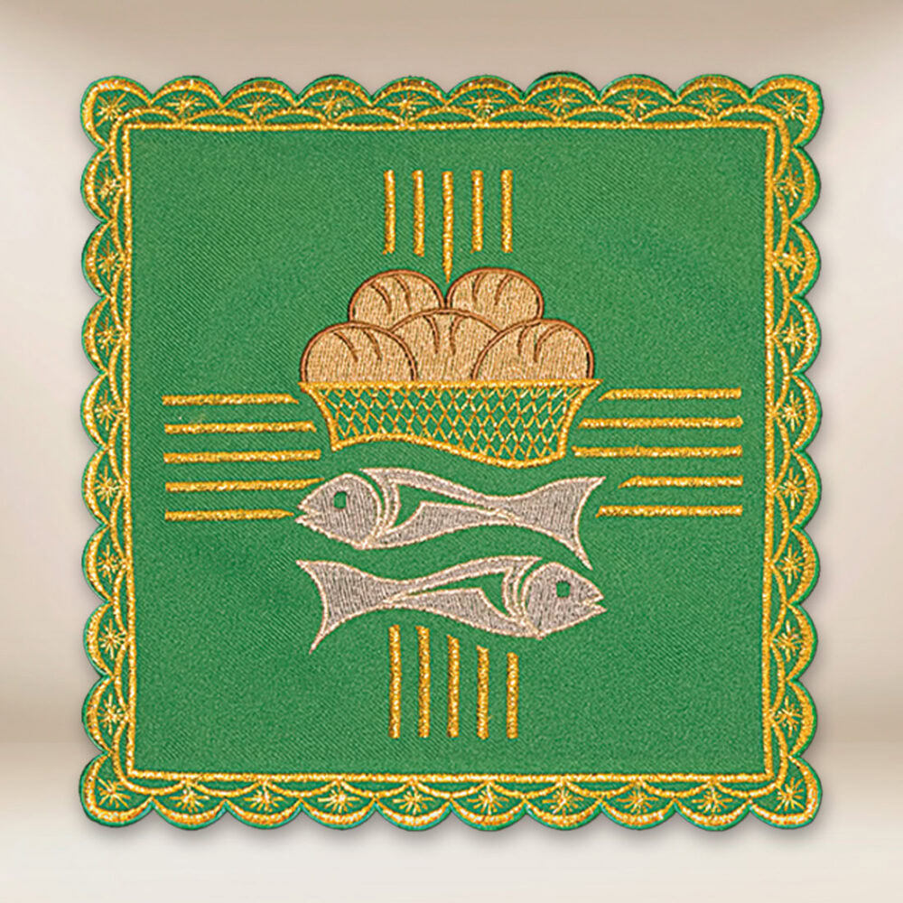 Pala de cáliz bordada verde