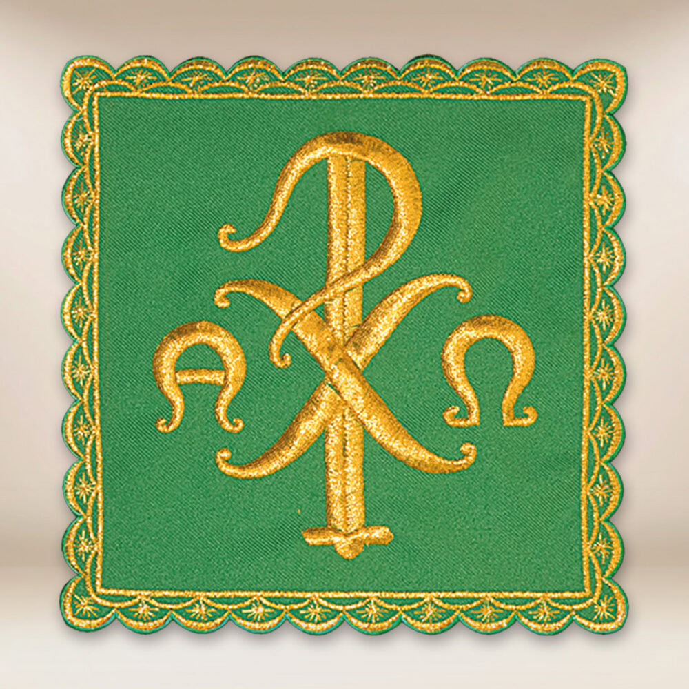 Pala de cáliz bordada verde