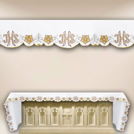 Mantel de altar bordado con IHS