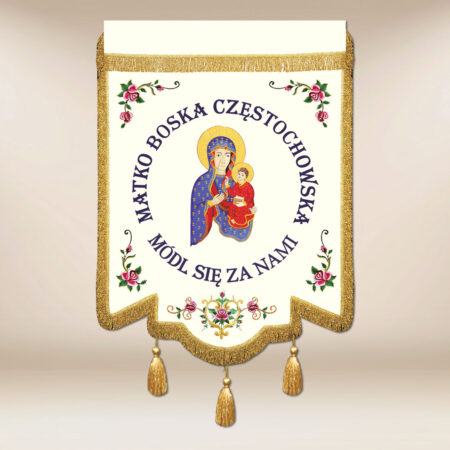 Bandera bordada La Madre de Dios de Częstochowa
