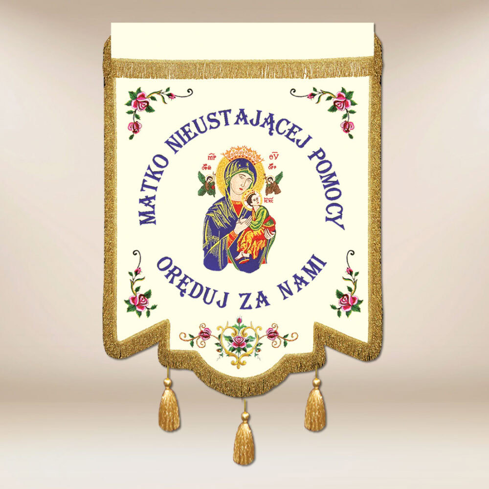 Bandera bordada de la Madre de la Ayuda Perpetua