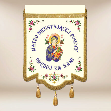 Bandera bordada de la Madre de la Ayuda Perpetua