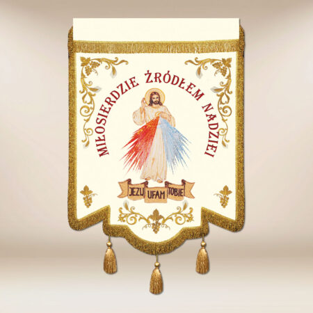 Bandera bordada con la imagen de Jesús Misericordioso