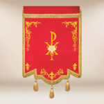 Bandera bordada con la imagen del Sagrado Corazón de Jesús