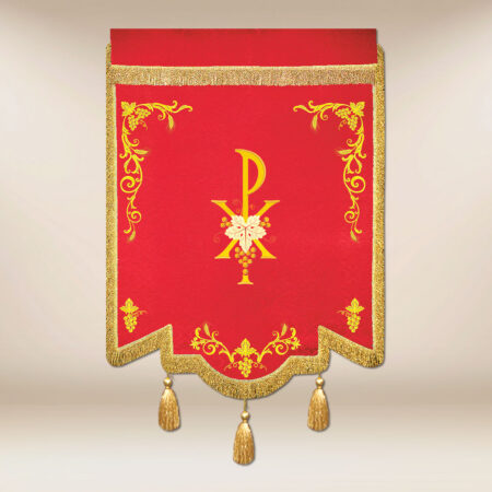 Bandera bordada con la imagen del Sagrado Corazón de Jesús