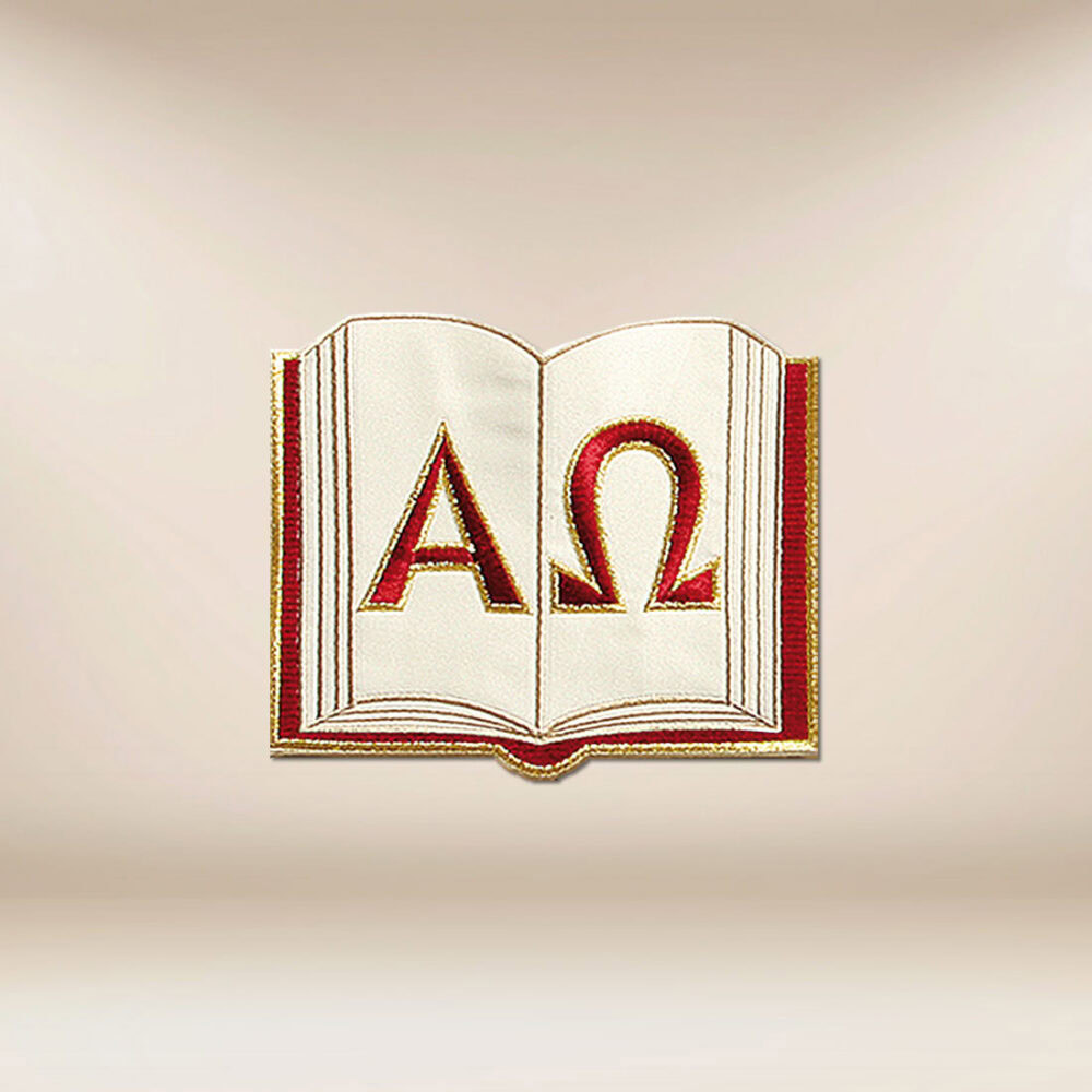 Aplicación bordada Alfa y Omega