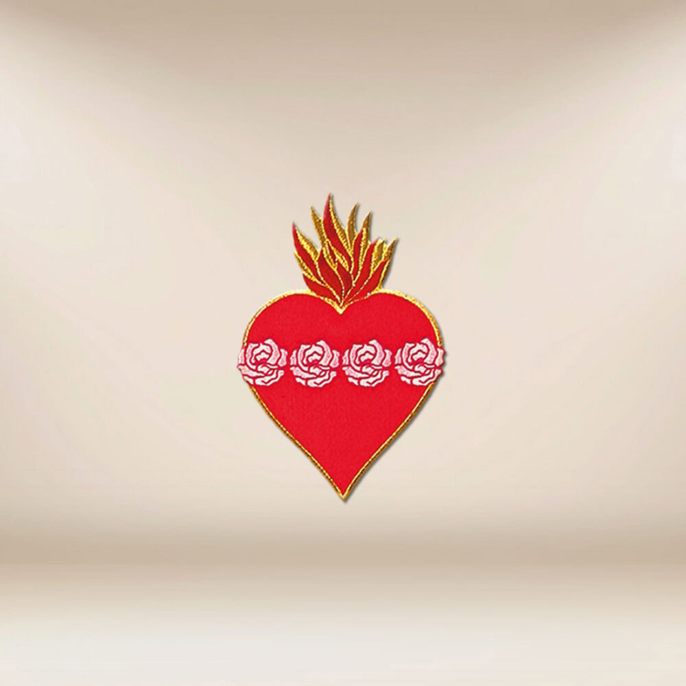 Aplicación bordada Corazón con rosas
