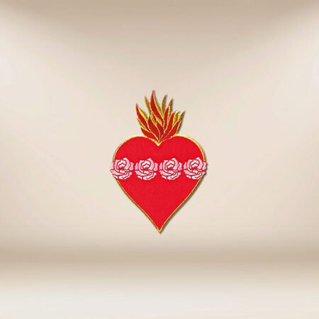 Aplicación bordada Corazón con rosas