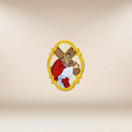 Aplicación bordada Jesús con la Cruz