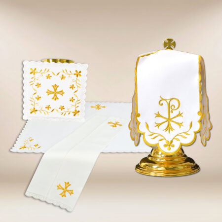 Conjunto de ropa de altar para el cáliz y conopeo para copón