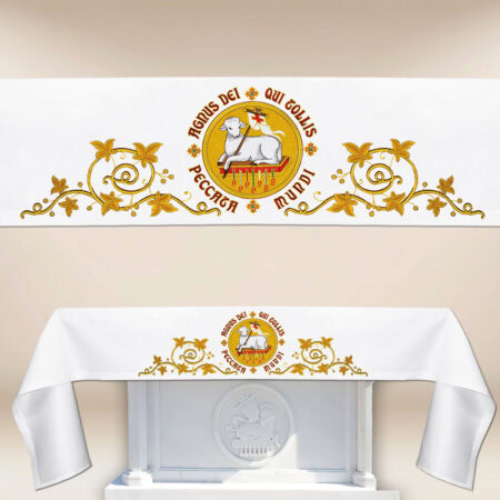 Mantel de altar litúrgico con bordado del Cordero