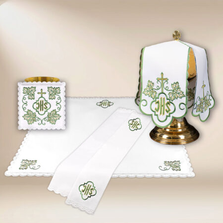 Juego de ropa de altar para el cáliz IHS Verde