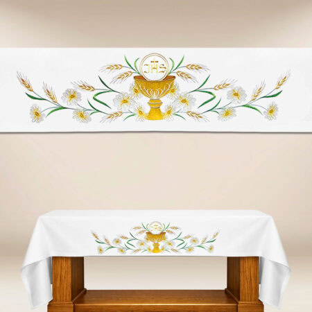 Mantel de altar con bordado eucarístico