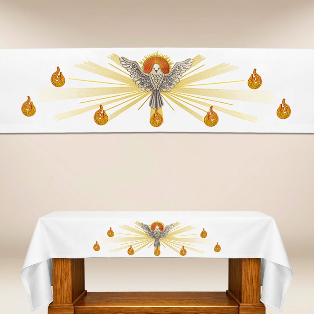 Mantel de altar bordado con el Espíritu Santo