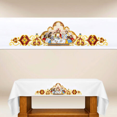 Mantel de altar litúrgico con bordado de La Última Cena