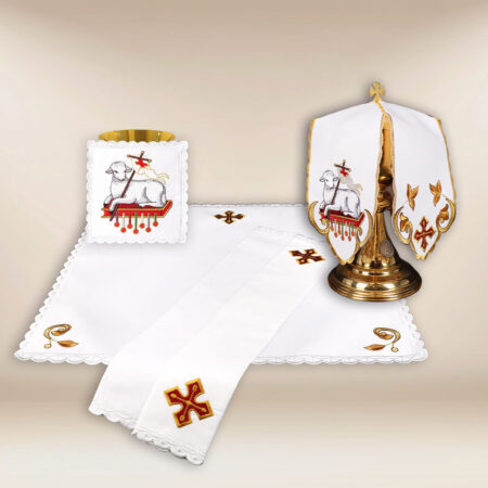 Conjunto de ropa de altar para el cáliz Cordero de Dios