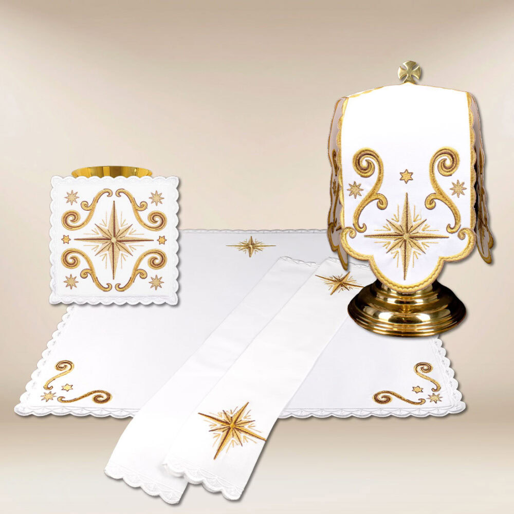 Conjunto de ropa de altar para el cáliz de Navidad