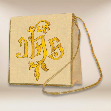 Bolsa para corporales bordada con el motivo IHS