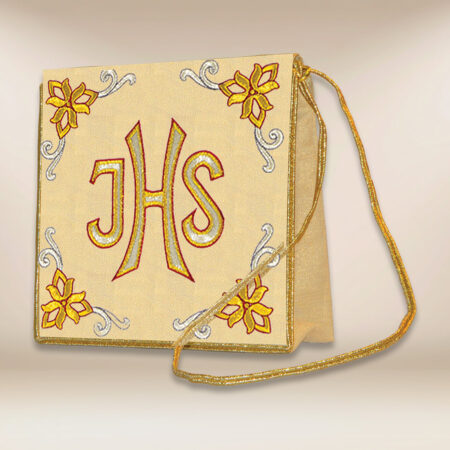 Bolsa para corporales bordada con el motivo IHS