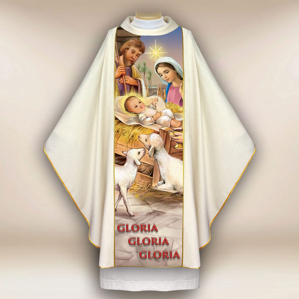 Casulla impresa para Navidad