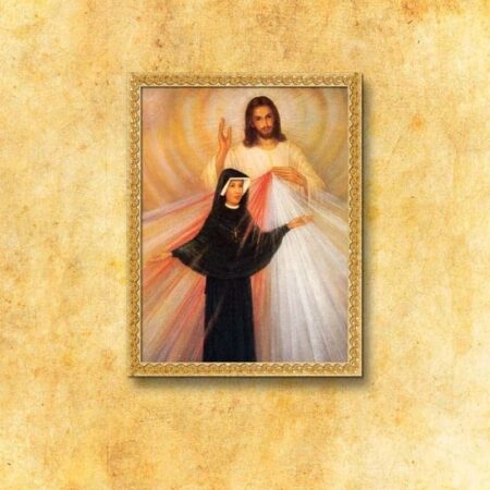 Imagen religiosa sobre tela "Jesús Misericordioso y San Faustino"