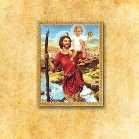 Imagen religiosa sobre tela de San Cristóbal