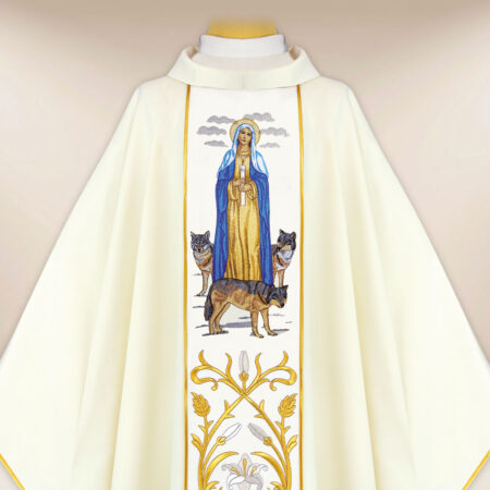 Casulla bordada Madre de Dios de la Candelaria