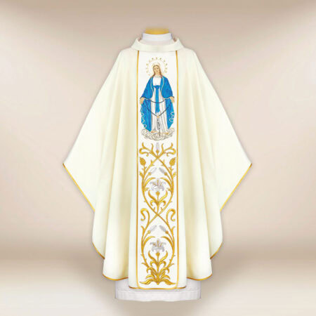 Casulla bordada Madre de Dios del Rosario