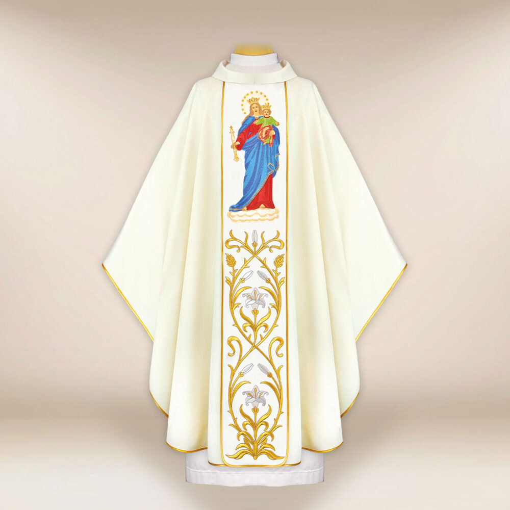 Casulla bordada Madre de Dios, Auxilio de los Cristianos