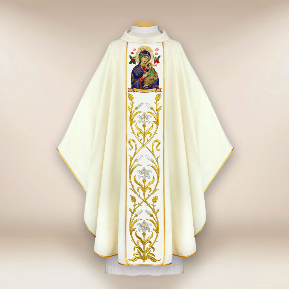 Casulla bordada Madre de Dios del Perpetuo Socorro