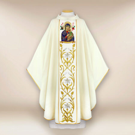 Casulla bordada Madre de Dios del Perpetuo Socorro
