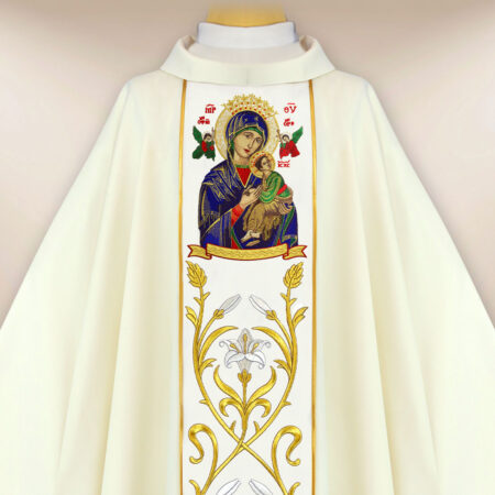 Casulla bordada Madre de Dios del Perpetuo Socorro