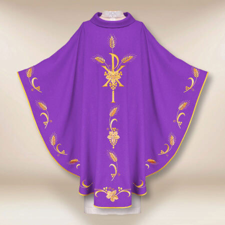 Casulla litúrgica morada con PX