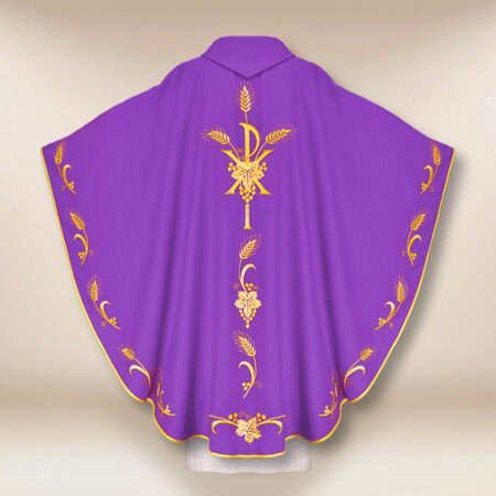 Casulla litúrgica morada con PX